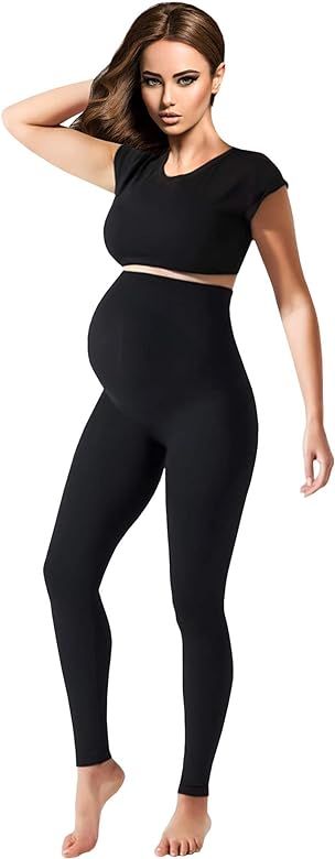 Terramed Maternity Leggings Active Wear Over The Bump Pants Pregnancy Shaping Over The Belly Postpar | Amazon (US)