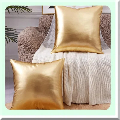 Shiny Gold Cushion Covers - Modern Metallic Decorative Throw Pillow Set for Couch, Sofa & Party - Gold Pillow Covers - Luxe Gold Pillows | Wayfair North America