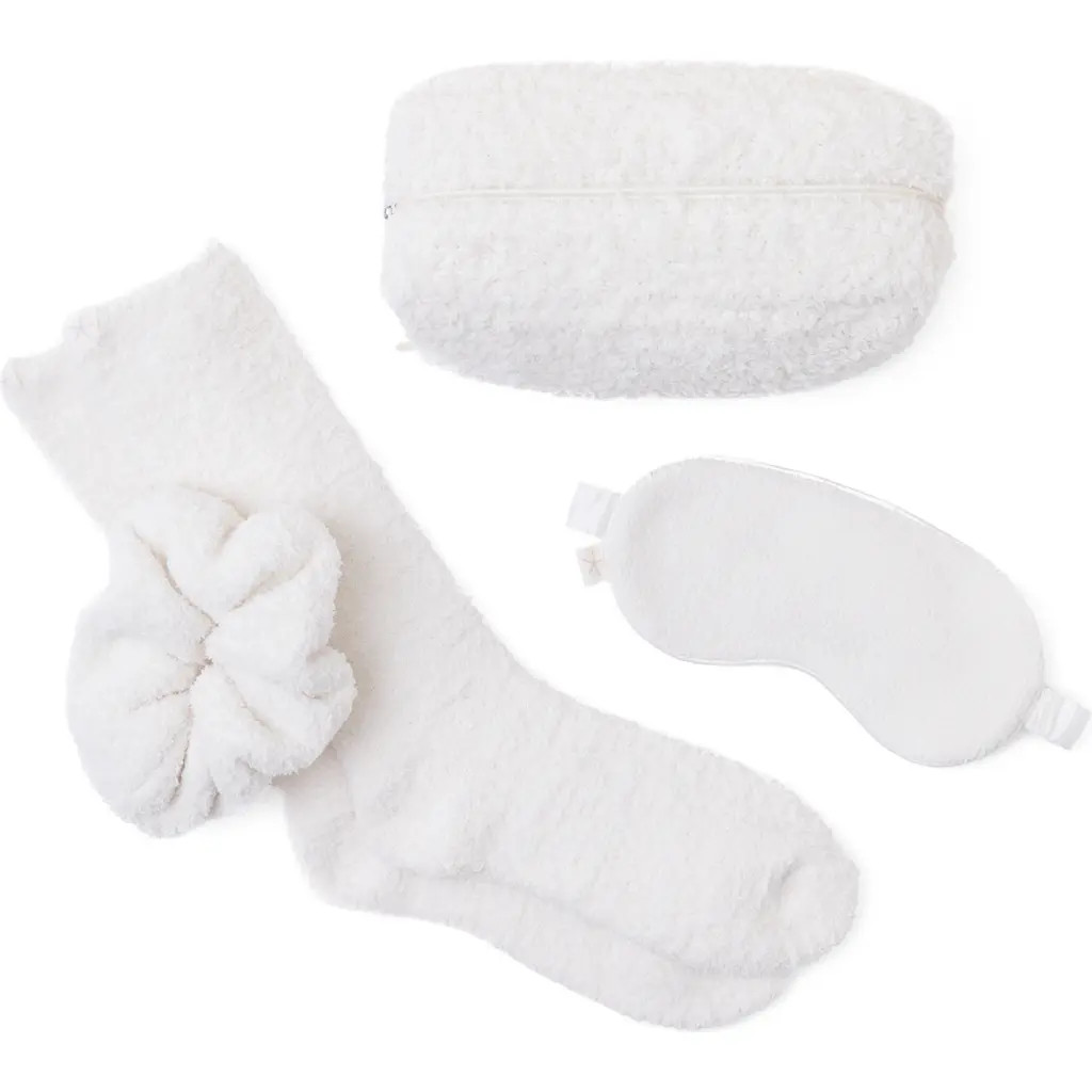 Barefoot Dreams® CozyChic™ Eye Mask, Socks & Scrunchie Travel Set in Cream at Nordstrom Rack | Nordstrom Rack