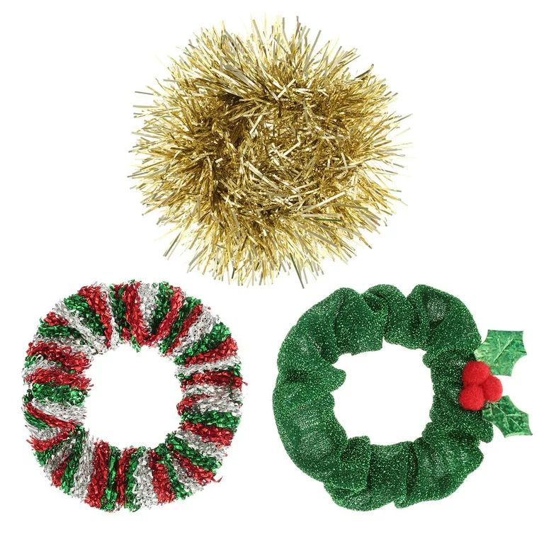 Holiday Time Tinsel Scrunchies, Women and Teens, 3 Pieces | Walmart (US)