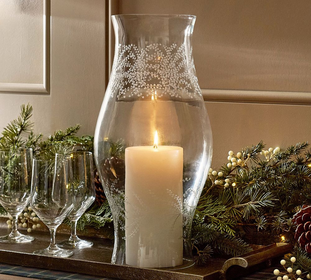 Phoebe Etched Hurricane Candle Sleeve | Pottery Barn (US)