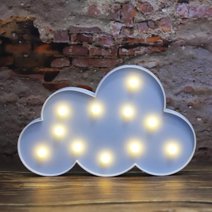 Blue LED Cloud Marquee Signs, Light Up Cloud Decorative Signs Hanging Hole Nursery Room Night Lig... | Amazon (US)