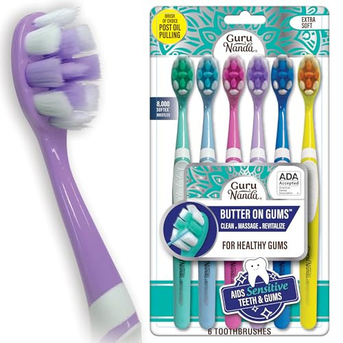 GuruNanda Butter On Gums Toothbrush, ADA Accepted, With 8000+ Ultra Soft Softex Bristles for Sensitive & Receding Gums, Perfect for Whiter Teeth, 6 Ct | Amazon (US)