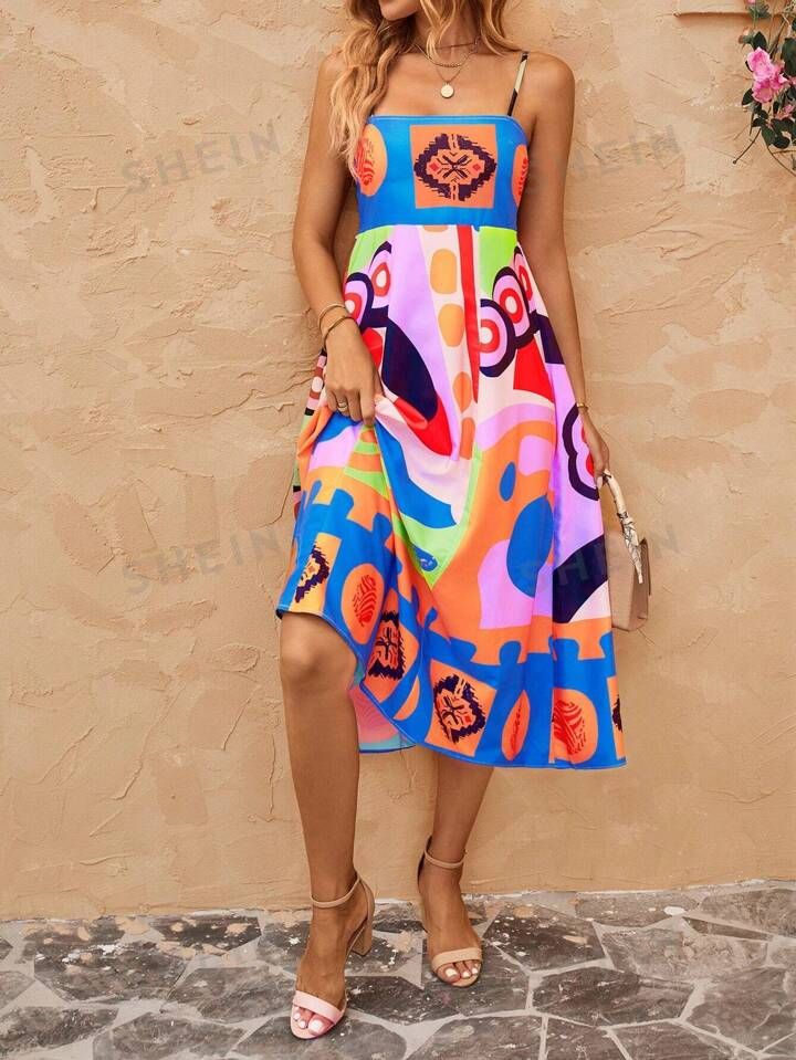 SHEIN VCAY Allover Print Cami Dress | SHEIN