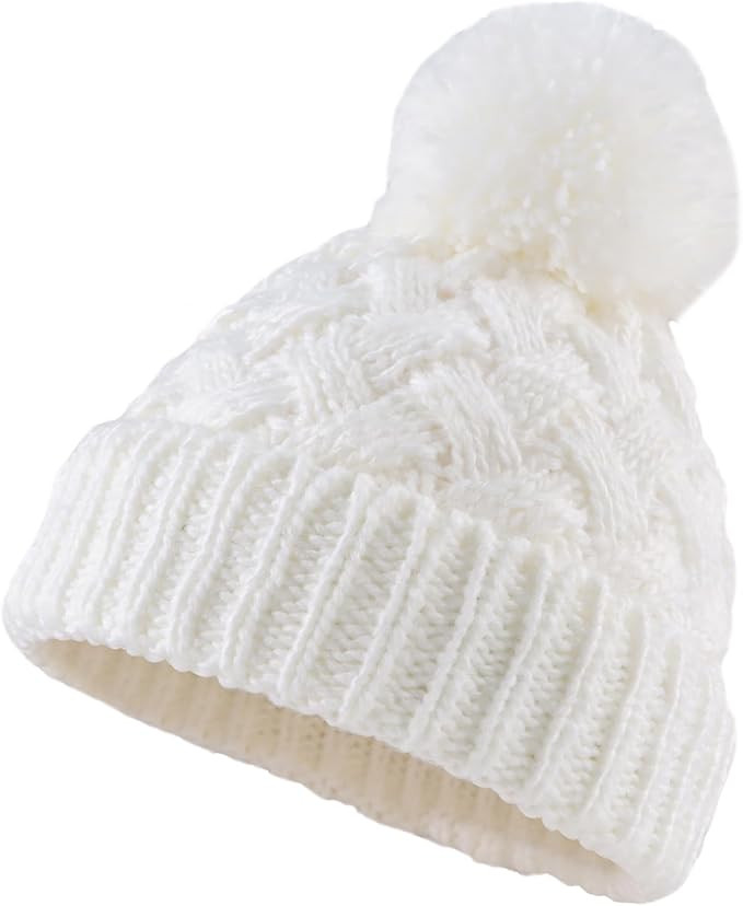 Knit Toddler Girl Winter Hat Autumn Baby Boy Beanie Twist Infant Beanies Kids Hats with Pompom | Amazon (US)