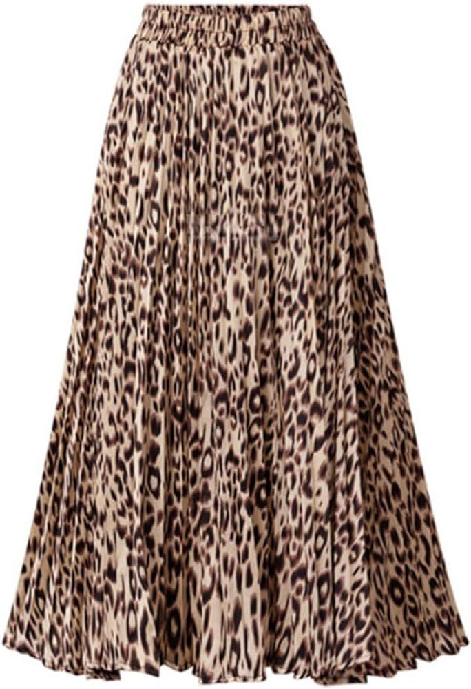 CHOiES record your inspired fashion Women's Leopard Print Long Skirts Elastic High Waisted Plus S... | Amazon (US)