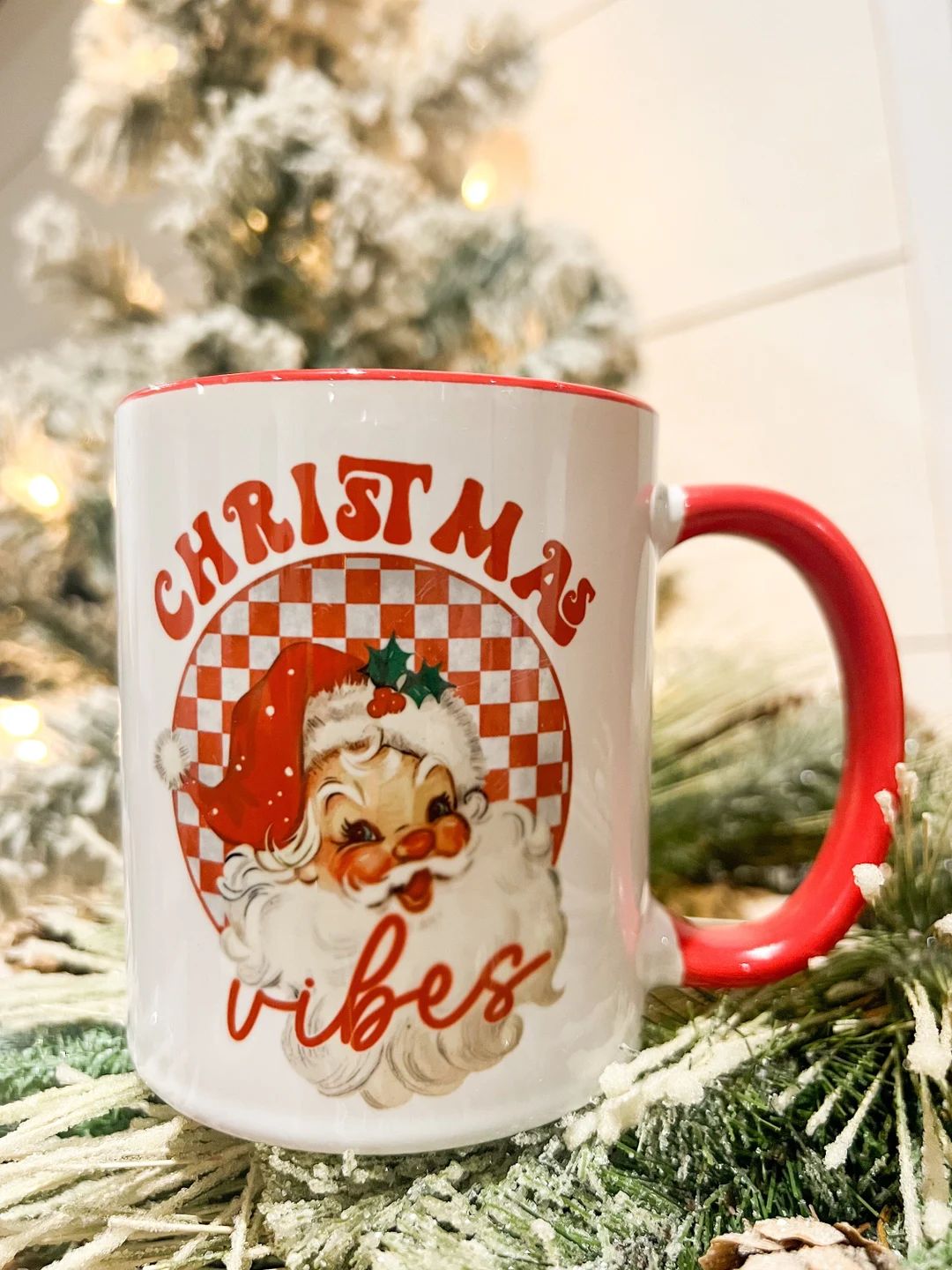 Santa Mug Christmas Mug Christmas Vibes Retro Santa - Etsy | Etsy (US)