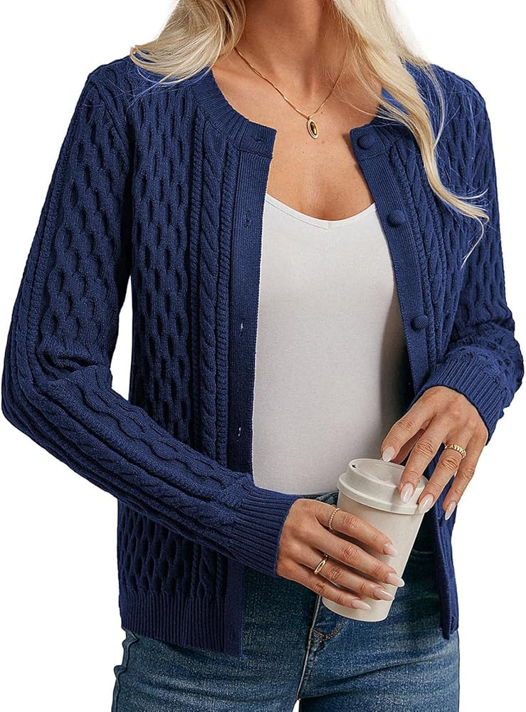 GRACE KARIN Womens Cable Knit Cardigan Sweaters, Button Down Cardigans 2025 Fall, Casual Long Sle... | Amazon (US)