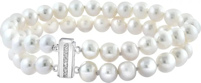 Sterling Silver 1.3-7.3mm Cultured Freshwater Pearl & White Topaz Bracelet | Nordstrom Rack