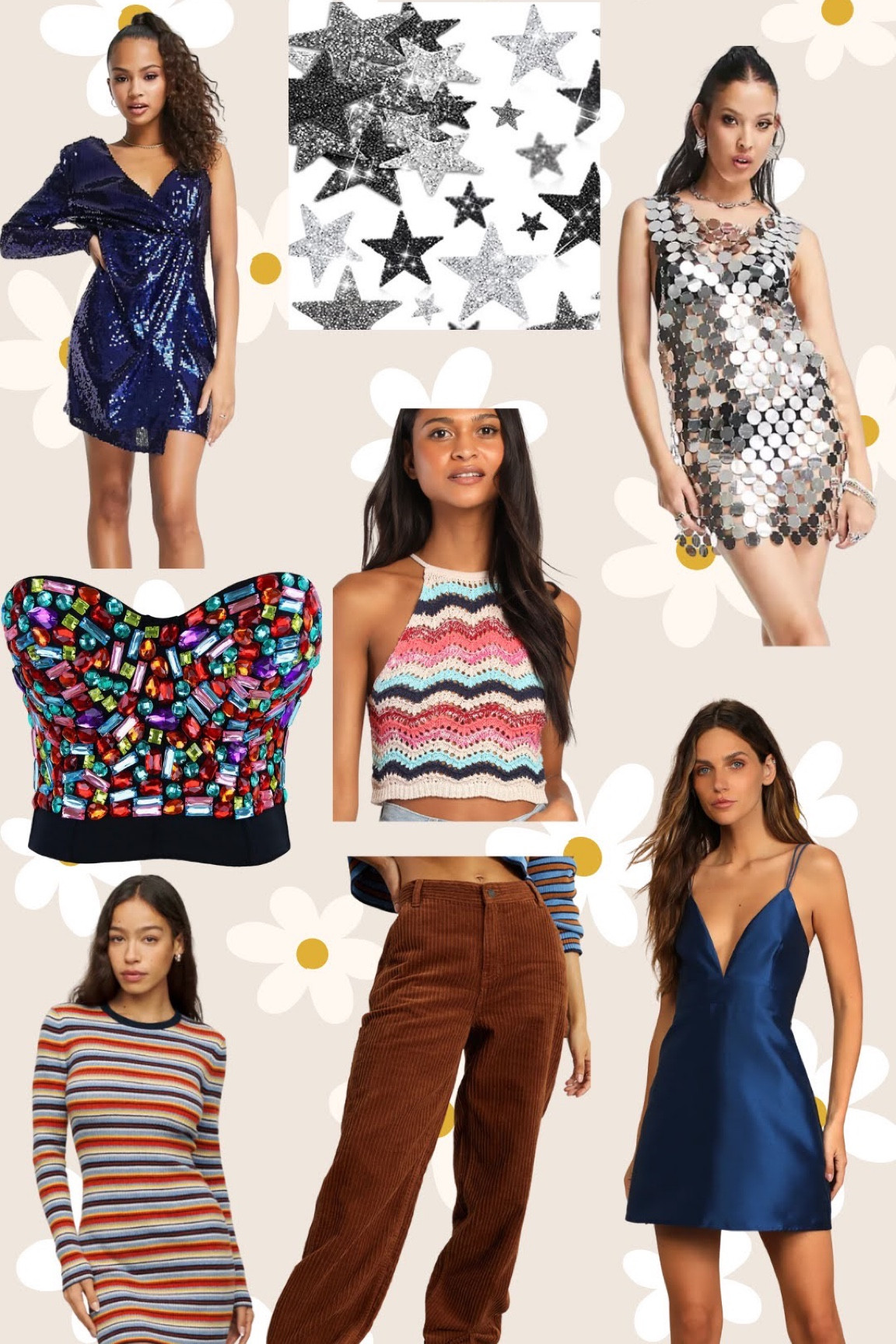 MIDNIGHTS OUTFIT INSPIRATION
taylor swift concert. taylor swift. midnights outfit. bejeweled top. crochet top. mirror dress. chia mail dress. iron on patches. navy blue silk dress. corduroy pants. striped dress. 70s vibes. 70s. sequin dress. navy blue dress. wedding guest dress. concert outfit. 

#LTKstyletip #LTKFestival #LTKunder100