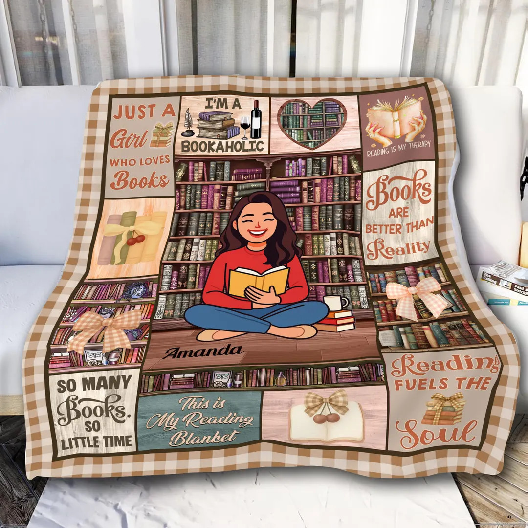Book Lover Gift Custom Blanket - Cozy Personalized Throw Blanket Gift for Readers, Christmas Book... | Etsy (US)