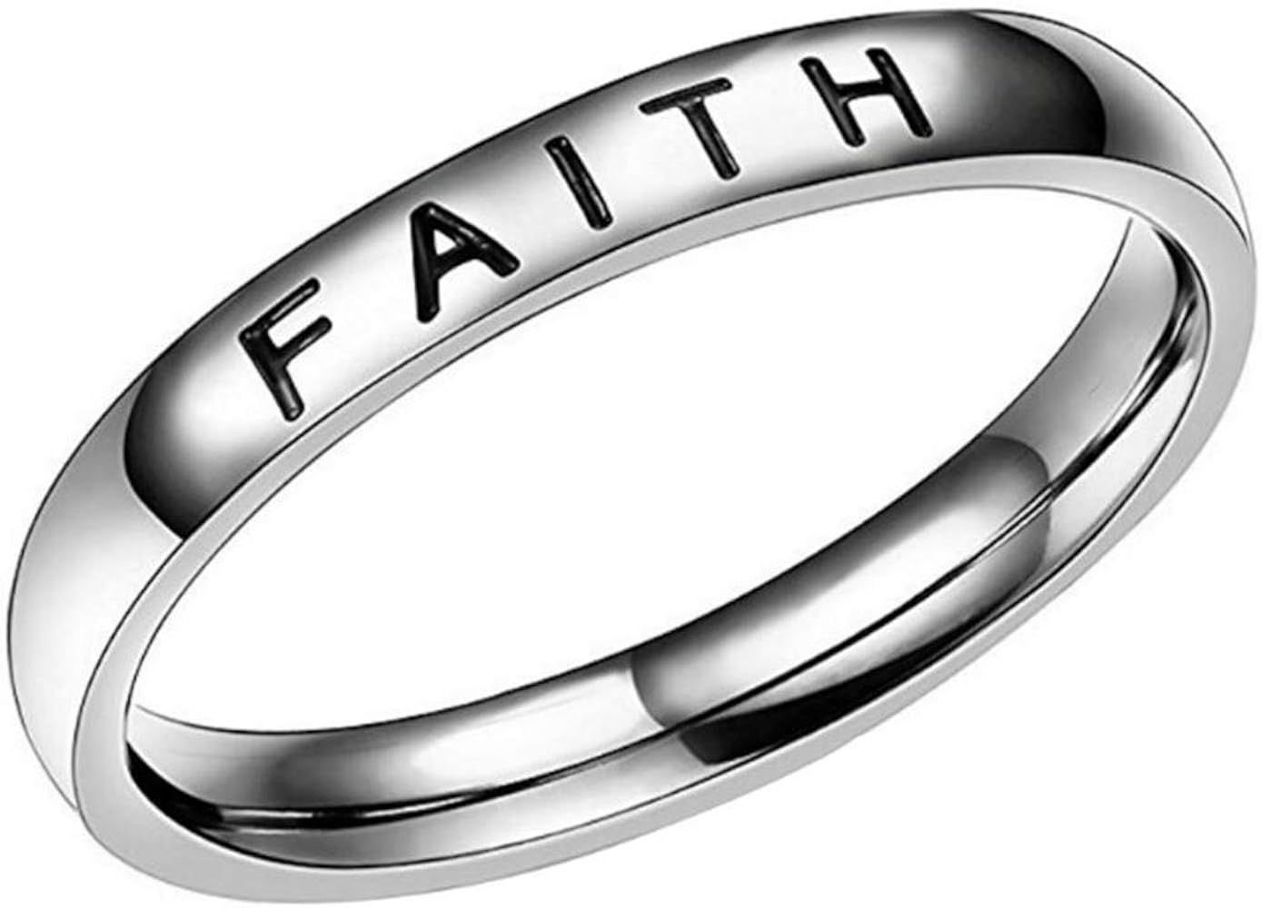 Jude Jewelers 4mm Stainless Steel Love Faith Hope Blessed Mantra Inspirational Wedding Band Ring | Amazon (US)