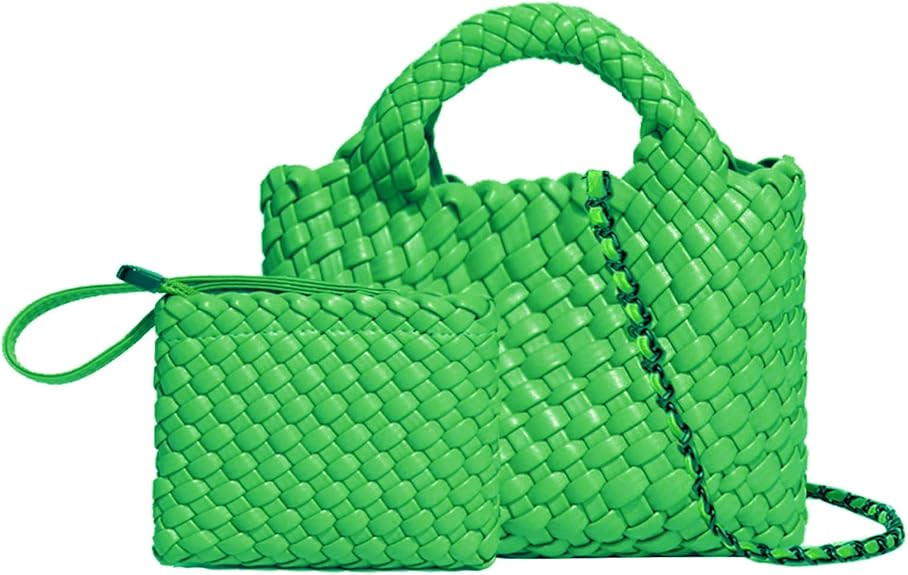 Woven Tote Bag for Women with Coin Purse, Foldable Chain Small Crossbody Handbags, Fashion Should... | Amazon (US)