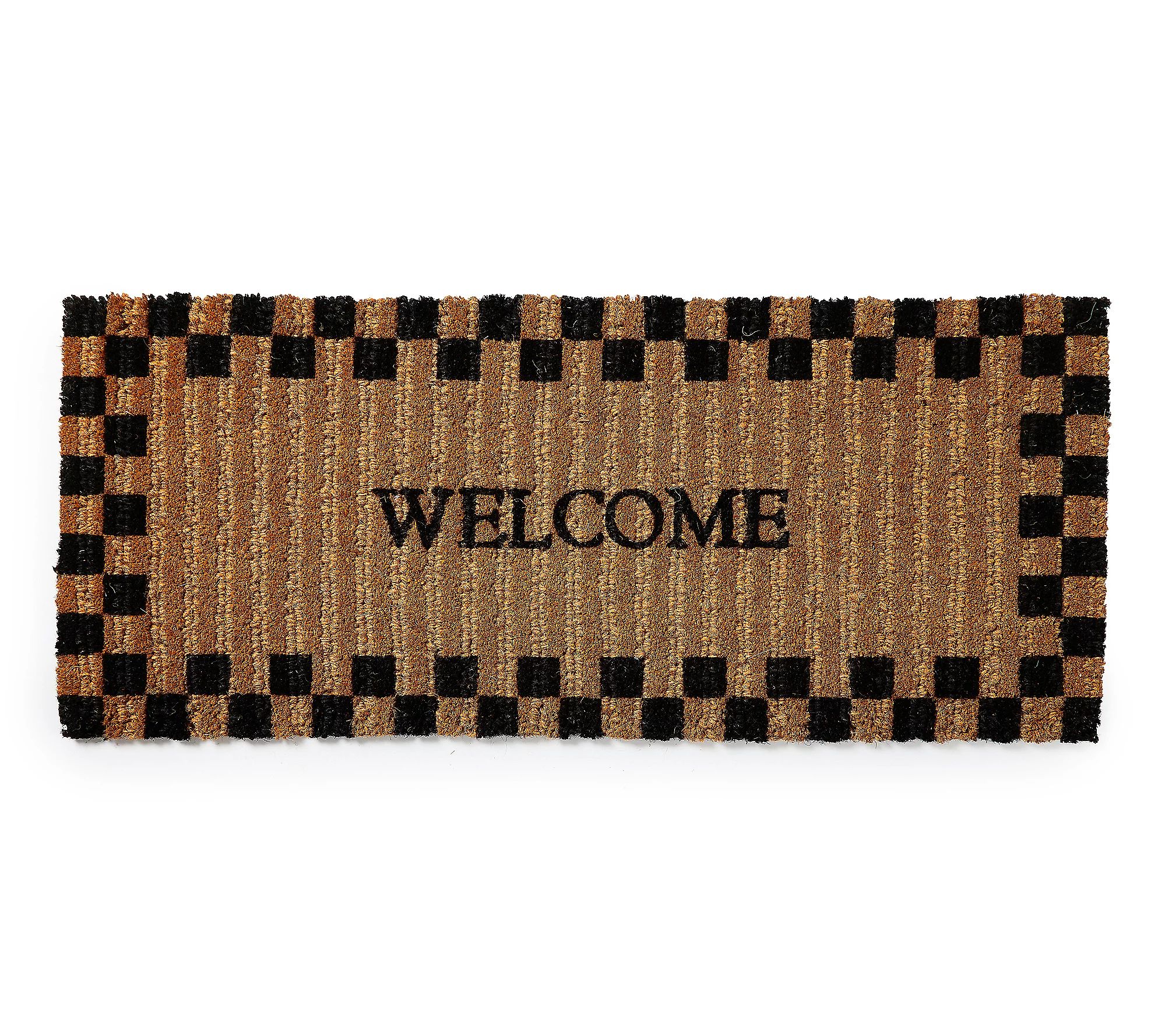 MacKenzie-Childs Welcome Checked Double Door En trance Mat | QVC