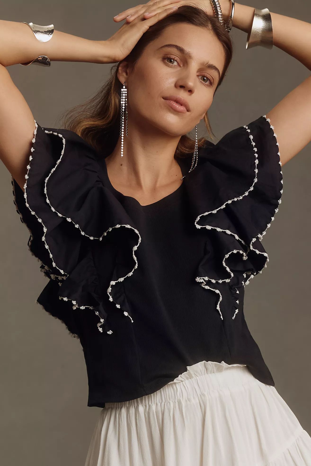 By Anthropologie Oversized Ruffles Top | Anthropologie (US)