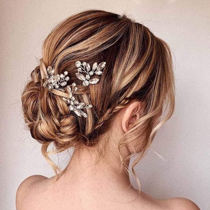Unicra Bride Wedding Crystal Hair Pins Flower Bridal Hair Pieces Wedding Hair Accessories for Wom... | Amazon (US)