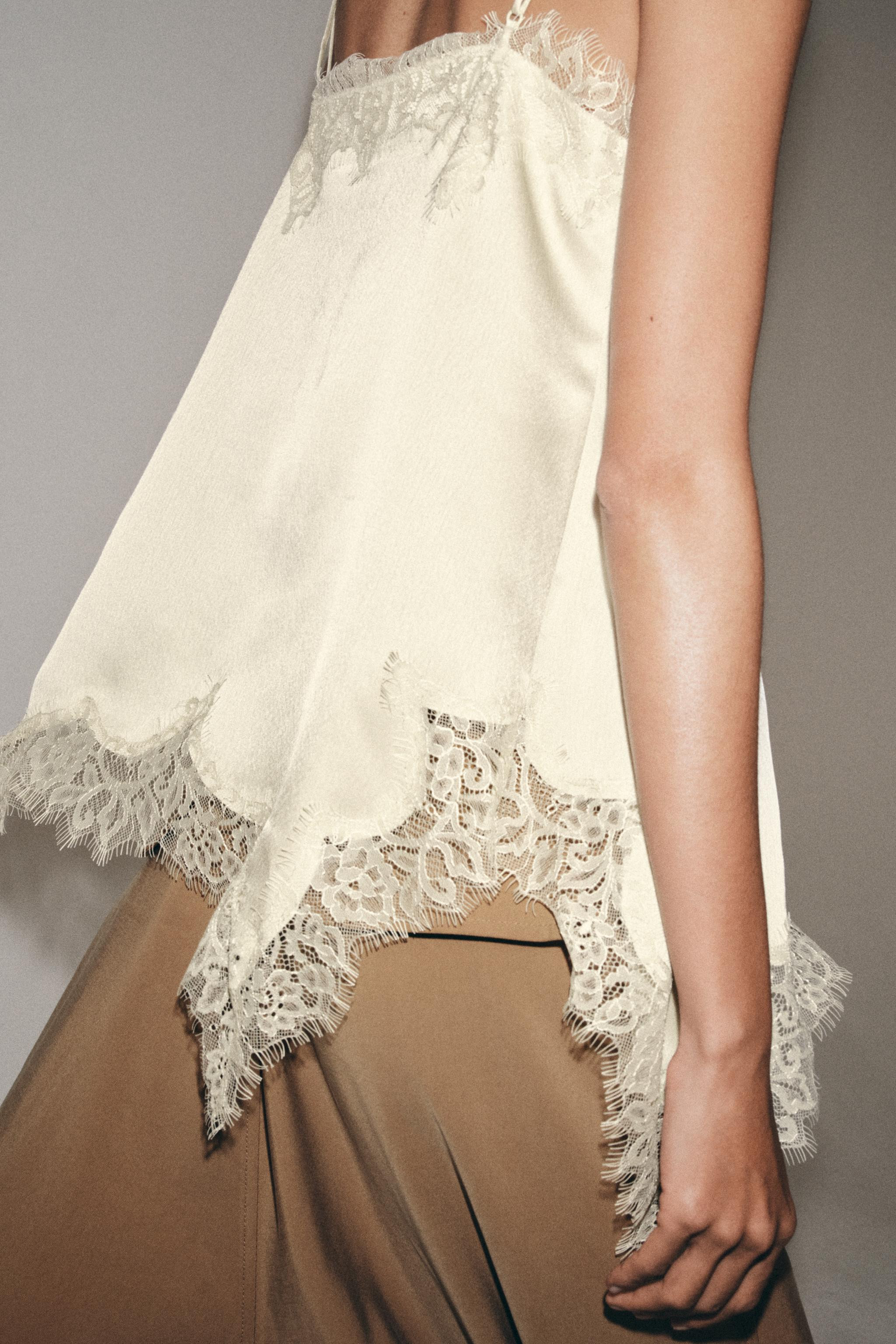 ZW COLLECTION LACE-TRIMMED CAMISOLE TOP | Zara UK