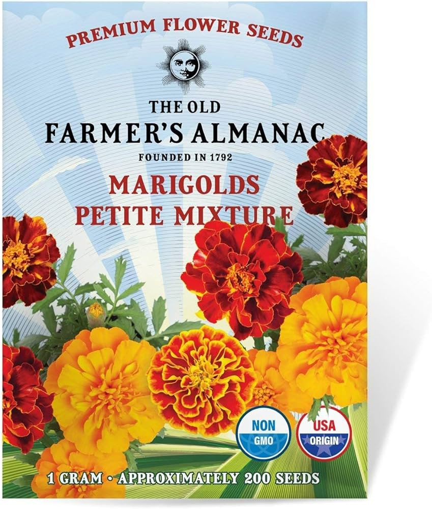 The Old Farmer's Almanac Marigold Seeds (Petite Mixture) - Approx 200 Flower Seeds - Premium Non-... | Amazon (US)