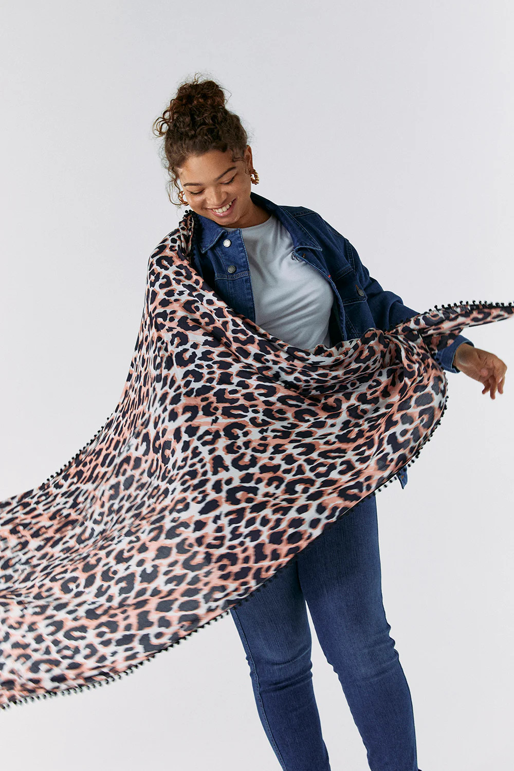 Mixed Neutral with Black Shadow Leopard Charity Super Scarf | Scamp & Dude