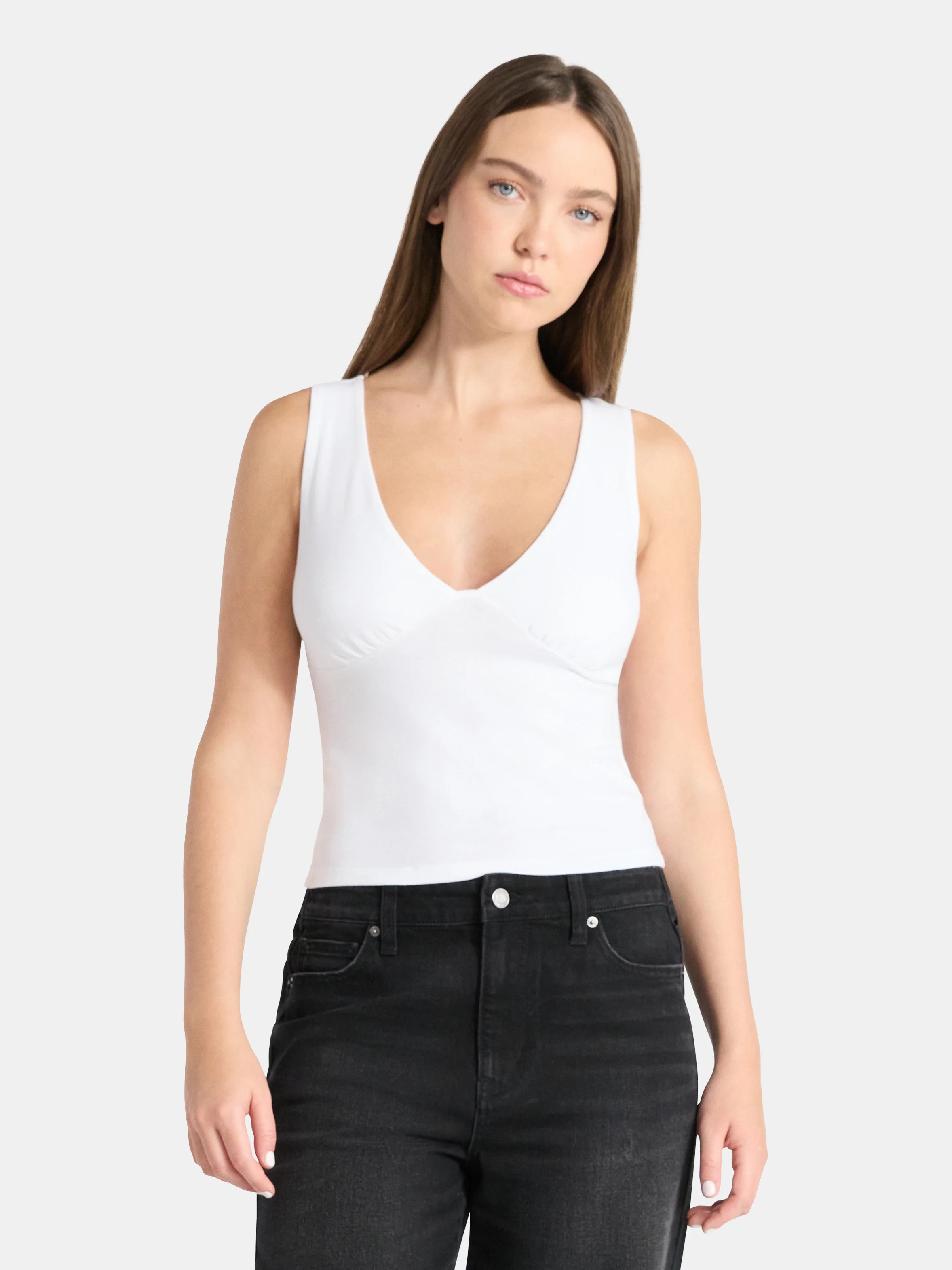 No Boundaries Plunge Neckline Tank Top, Women’s | Walmart (US)