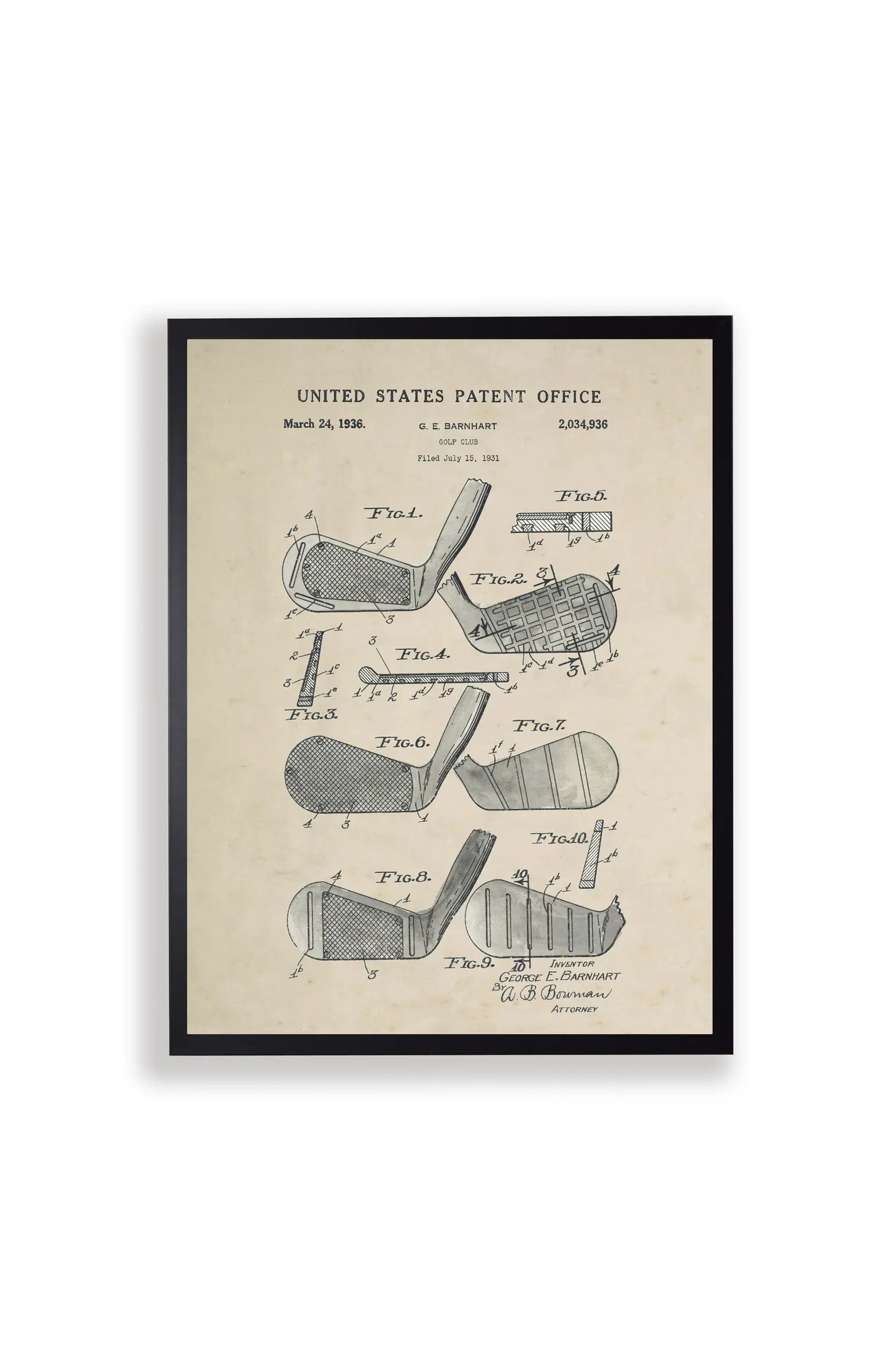 Antique Curiosities Golf Club Patent in Black Frame | Nordstrom | Nordstrom