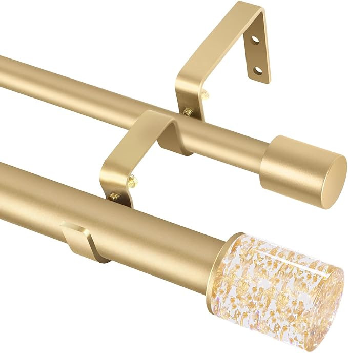 Gold Double Curtain Rods for Windows 72 to 144 Inch(6-12Ft),Adjustable Double Curtain Rods,1 Inch... | Amazon (US)