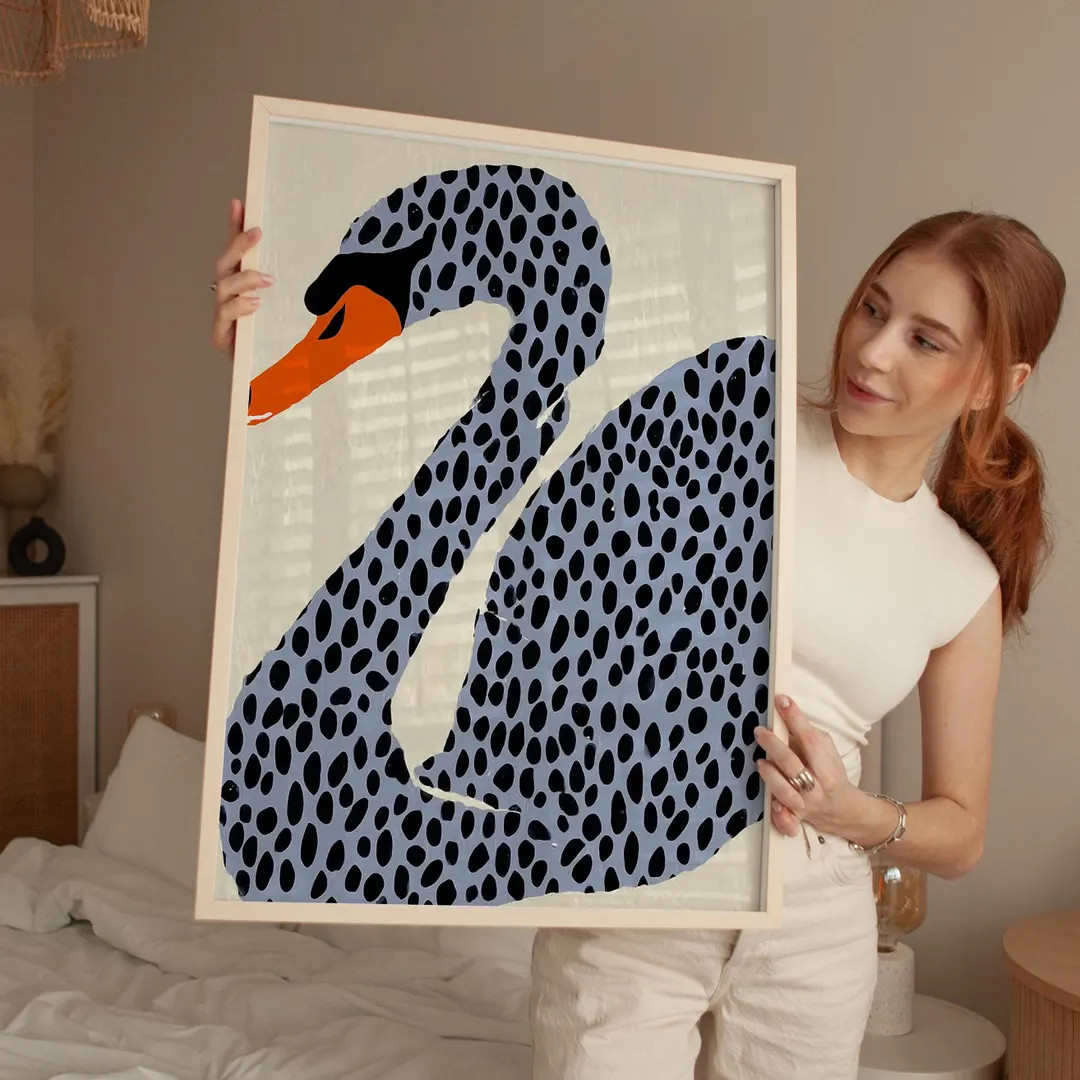 Spotted Swan Art Print, Abstract Animal Wall Art, Matisse Inspired Poster, Modern Digital Downloa... | Etsy (US)