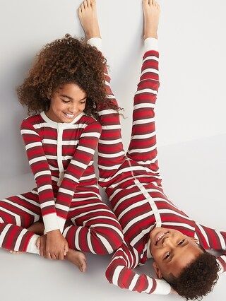 Gender-Neutral Matching Stripe Snug-Fit One-Piece Pajamas for Kids | Old Navy (CA)