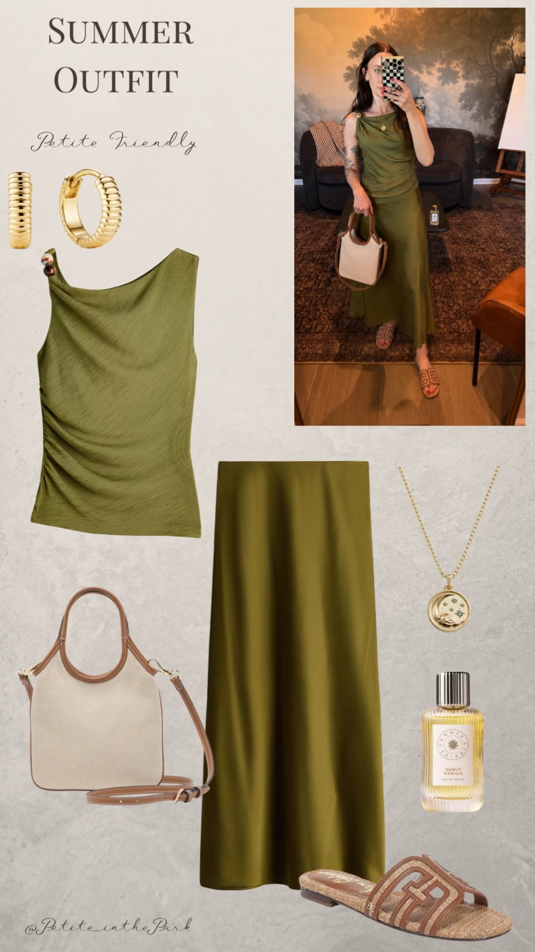 Summer petite outfit  

Summer outfit, summer trends, casual summer outfit, petite summer outfit, summer fashion, summer style, petite style, petite summer style, casual petite outfit, minimal outfit, minimal summer outfit, beaded top, green top, summer top, midi skirt, satin skirt, green skirt, sandals, tan sandals, shoulder bag, leather bag, tan bag, tan purse, gold earrings, gold hoop earrings, gold necklace, minimal jewelry  #casualoutfit #petiteoutifts #summeroutfits #summeroutfit2026 #summertrends

#LTKSeasonal #LTKPetite #LTKSaleAlert