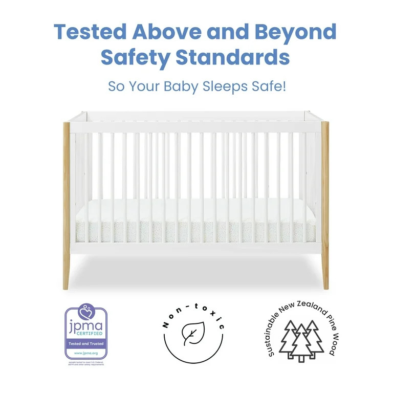 Delta Children Casey 6-in-1 Convertible Baby Crib, Bianca White/Natural | Walmart (US)
