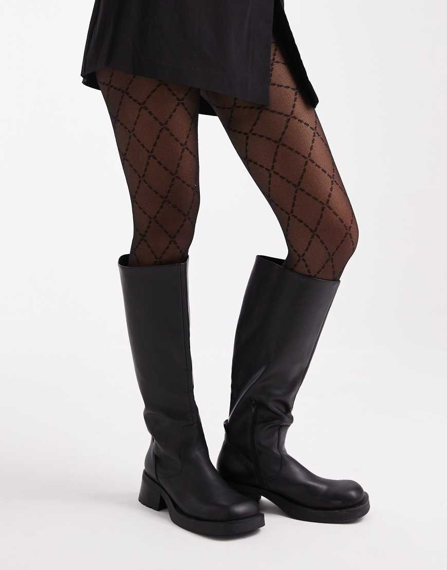 Lindex – Netzstoff-Strumpfhose in Schwarz mit Rautenmuster, 40 DEN | ASOS (Global)