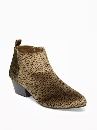 Velvet Cheetah-Print Low Ankle Booties for Women | Old Navy US