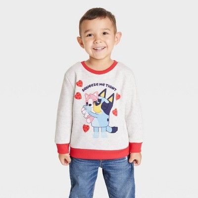 Toddler Boys' Bluey Printed Pullover Sweatshirt - Beige | Target