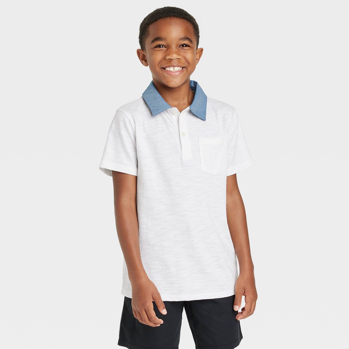 Boys' Short Sleeve Chambray Polo Shirt - Cat & Jack™ | Target