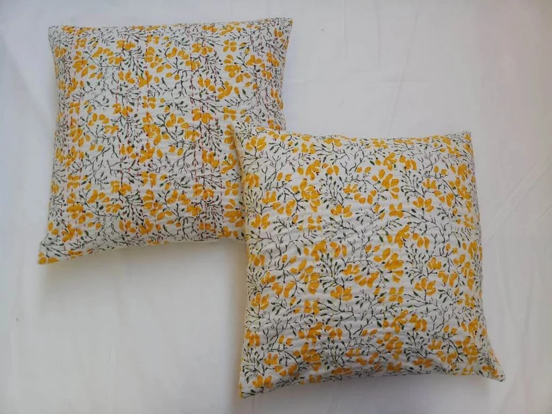 2 Ps Set Multi Kantha Cushion Handmade Kantha Cushion Coverr / Cushion Cover / 16x16 Inches Cushi... | Etsy (US)
