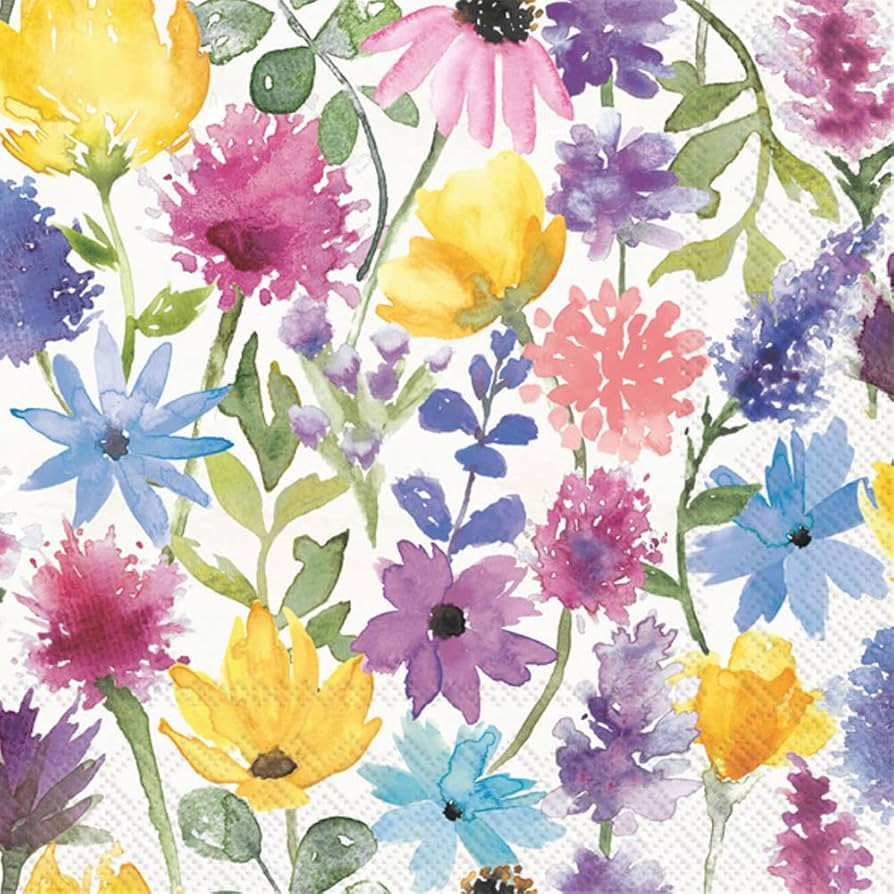 Boston International IHR 3-Ply Paper Napkins, 20-Count Cocktail Size, Summer Floral Cream | Amazon (US)