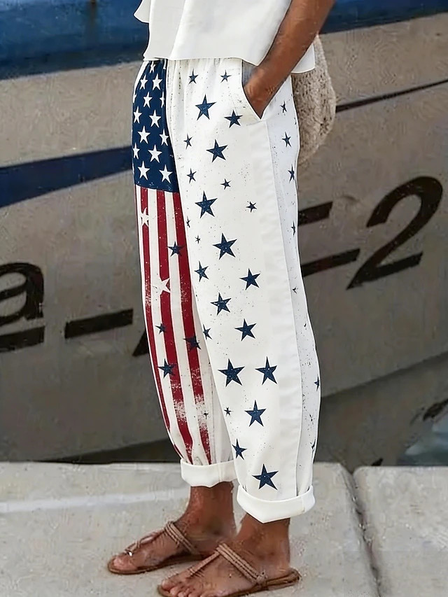 Independence Day PatrioticWomen's Pants Trousers Vacation Vintage Ethnic Style Full Length High W... | Lightinthebox