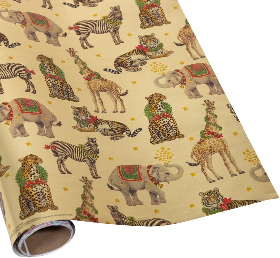 Caspari Wild Christmas Gold Embossed Foil Gift Wrap - 1-30” x 6 ft Roll – Luxury Holiday Wrap... | Amazon (US)