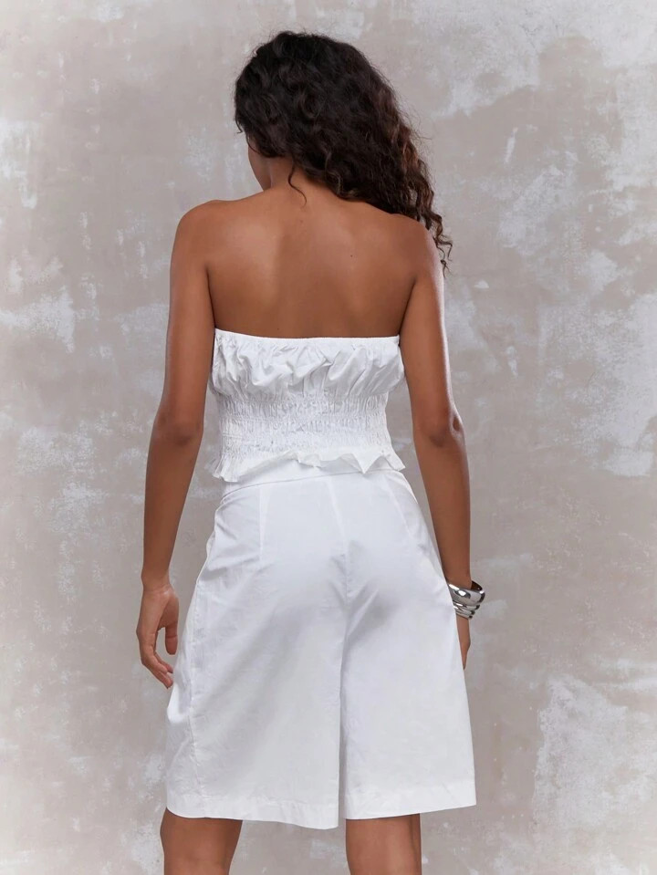 MISSGUIDED Shirred Top & Tailored Bermuda Co-Ord Set | SHEIN