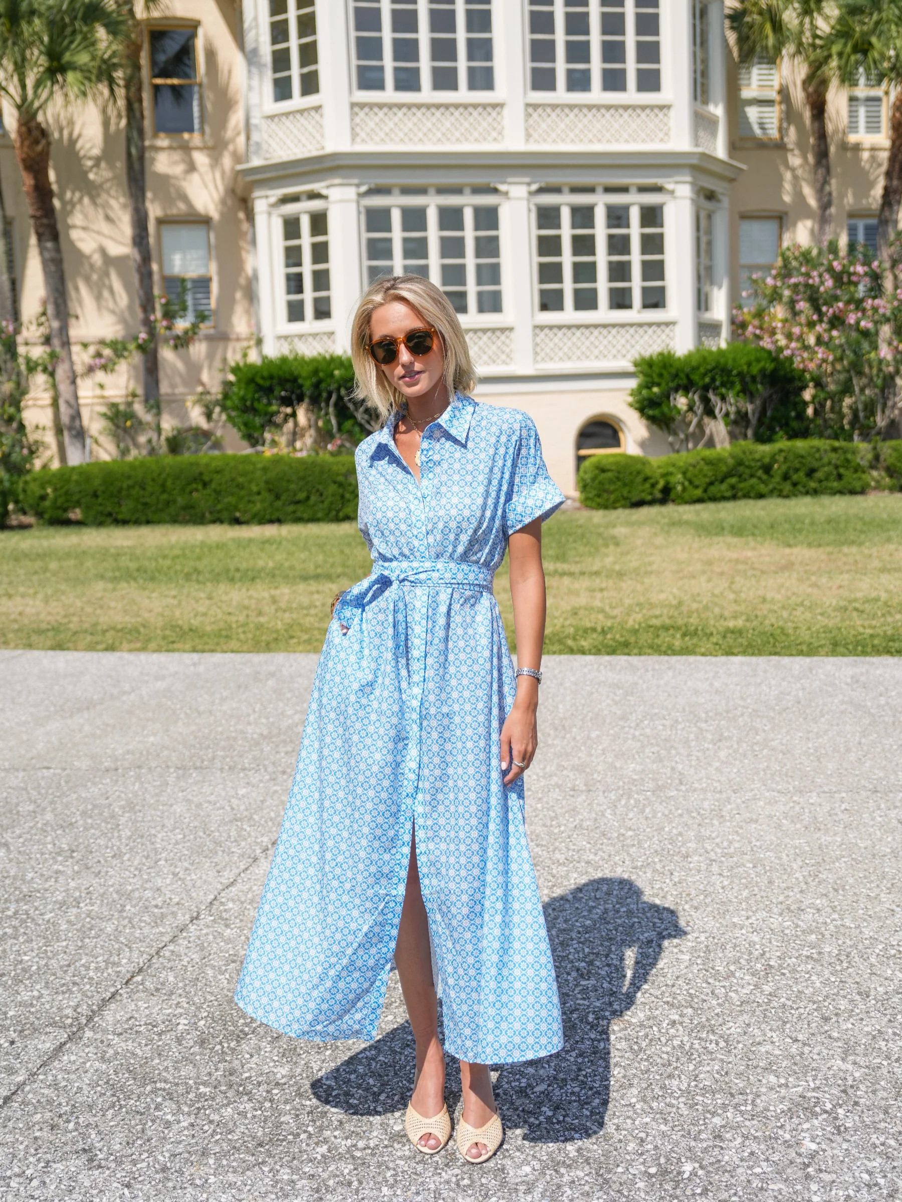 Louisa Maxi Dress - Sky Blue Moasic | Darling Loungewear