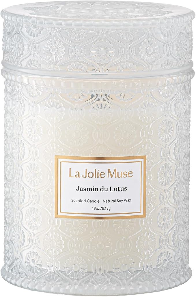 LA JOLIE MUSE Jasmin Candle, 19 oz Wood Wicked Scented Candle Gifts for Women&Men, Large Jar Cand... | Amazon (US)
