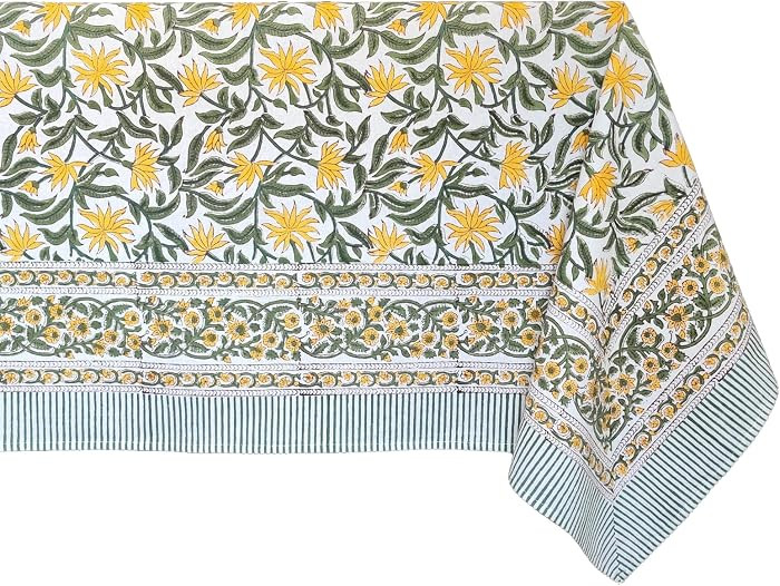 'Noor' 100% Cotton Boho Rectangle Tablecloth, Handblock Floral Print Linen Table Cloth for Dining... | Amazon (US)