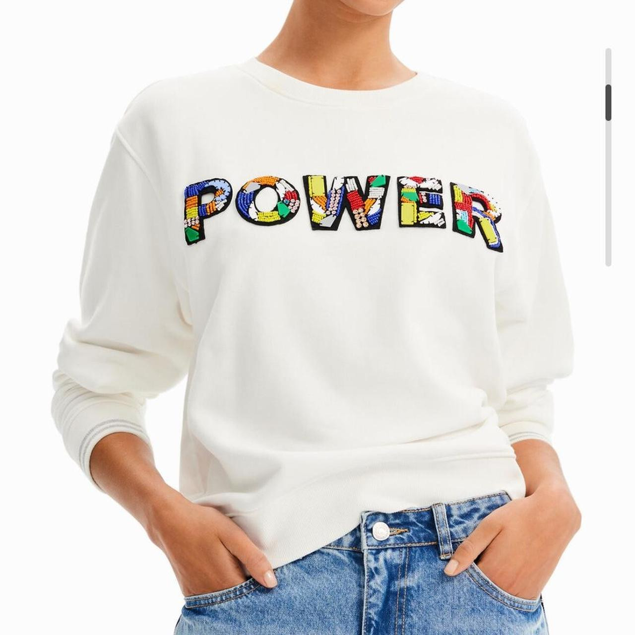 Desigual Women's Sweatshirt - White/Cream - XL | Depop US