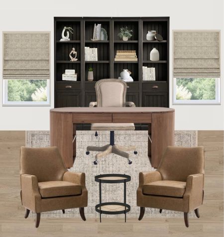 Transitional style office. Love this faux built in by pottery barn 

#LTKSale #LTKhome