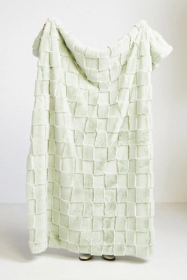 Carved Check Faux Fur Throw Blanket | Anthropologie (US)