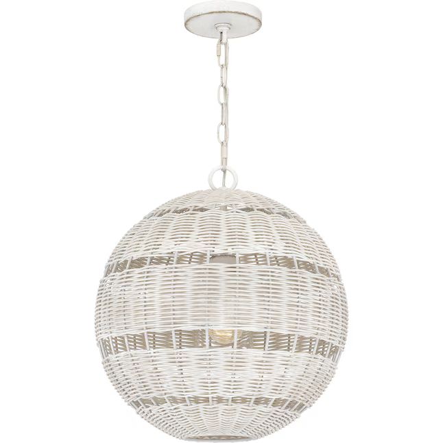 Quoizel Lindendale Antique White Transitional Clear Glass Globe Hanging Pendant Light | Lowe's