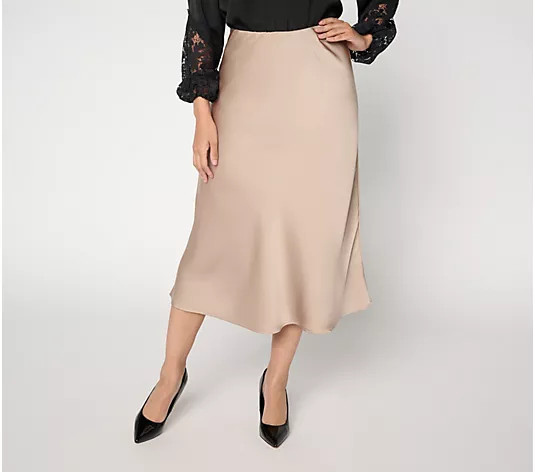 Make Your Selection: Susan Graver Regular Satin Pull-On Midi Skirt | QVC