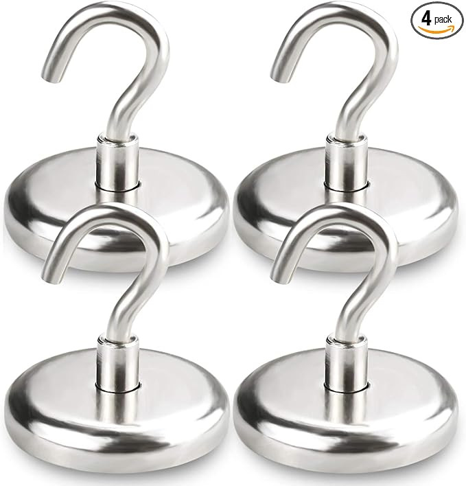 BAVITE Strong Magnetic Hooks,110 LBS Heavy Duty Neodymium Magnet Hook(Pack of 4) | Amazon (US)
