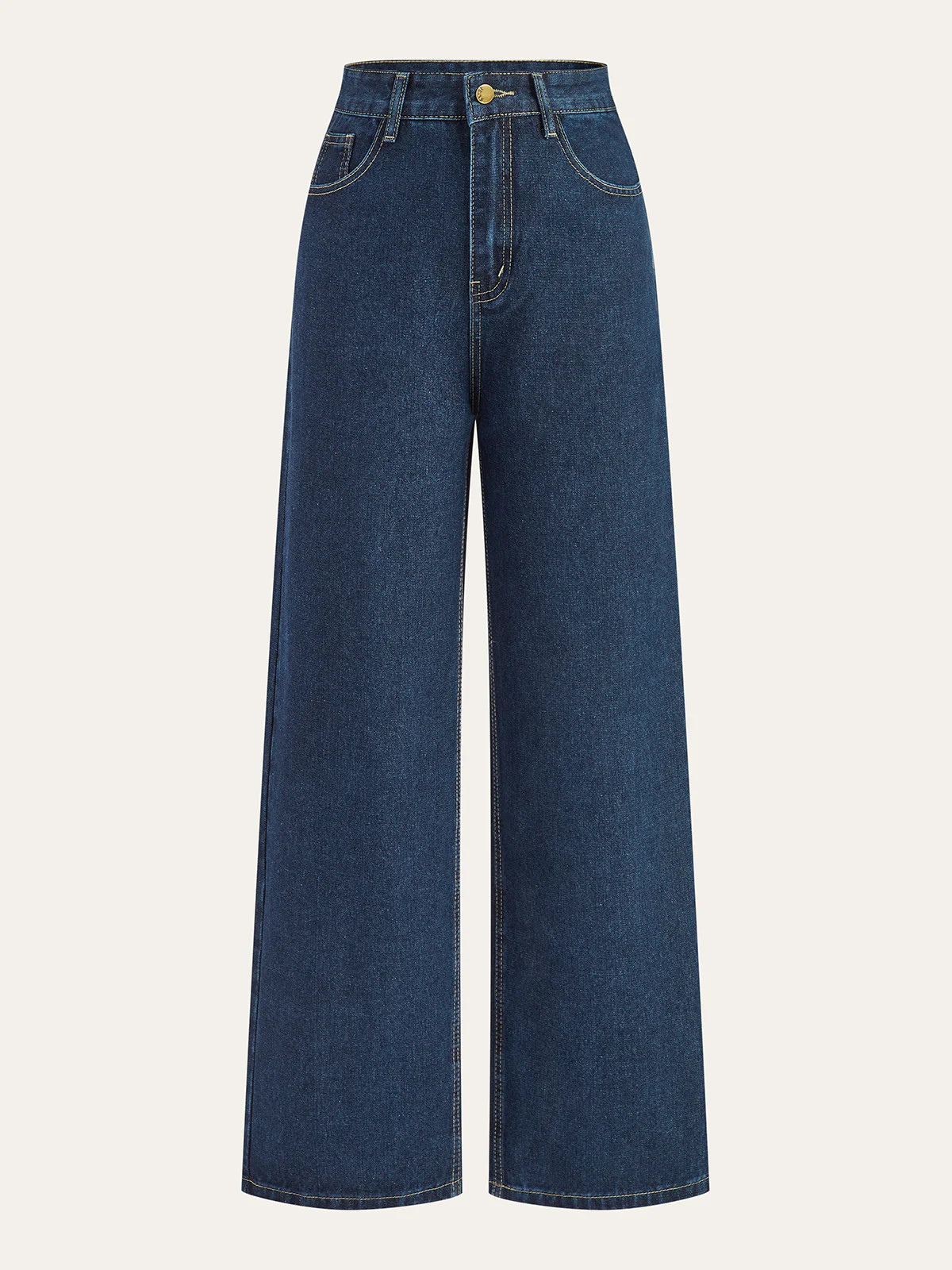 Mid-Waisted Wide-Leg Denim Pants | Commense