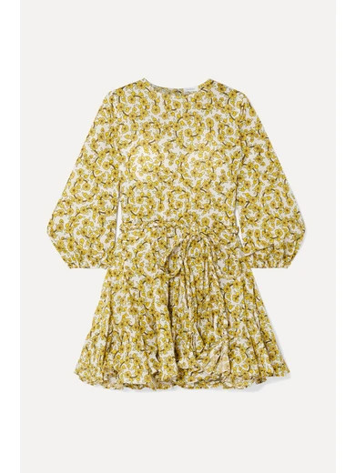 Ella pleated floral-print cotton-poplin mini dress | NET-A-PORTER (UK & EU)